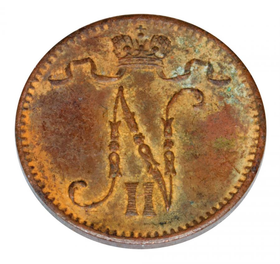 Pièce de 1 penny de 1907 Nicolas II Finlande Occupation russe Helsinki
