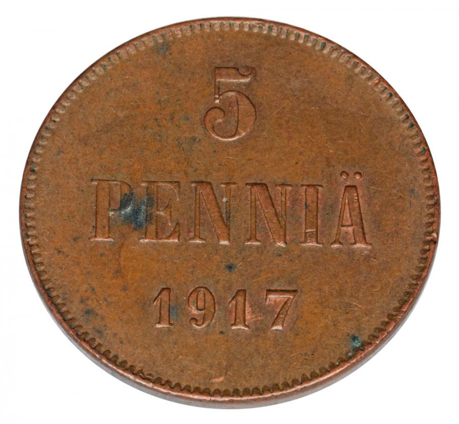 Pièce de 5 pence 1917 Nicolas II Finlande occupation Helsinki
