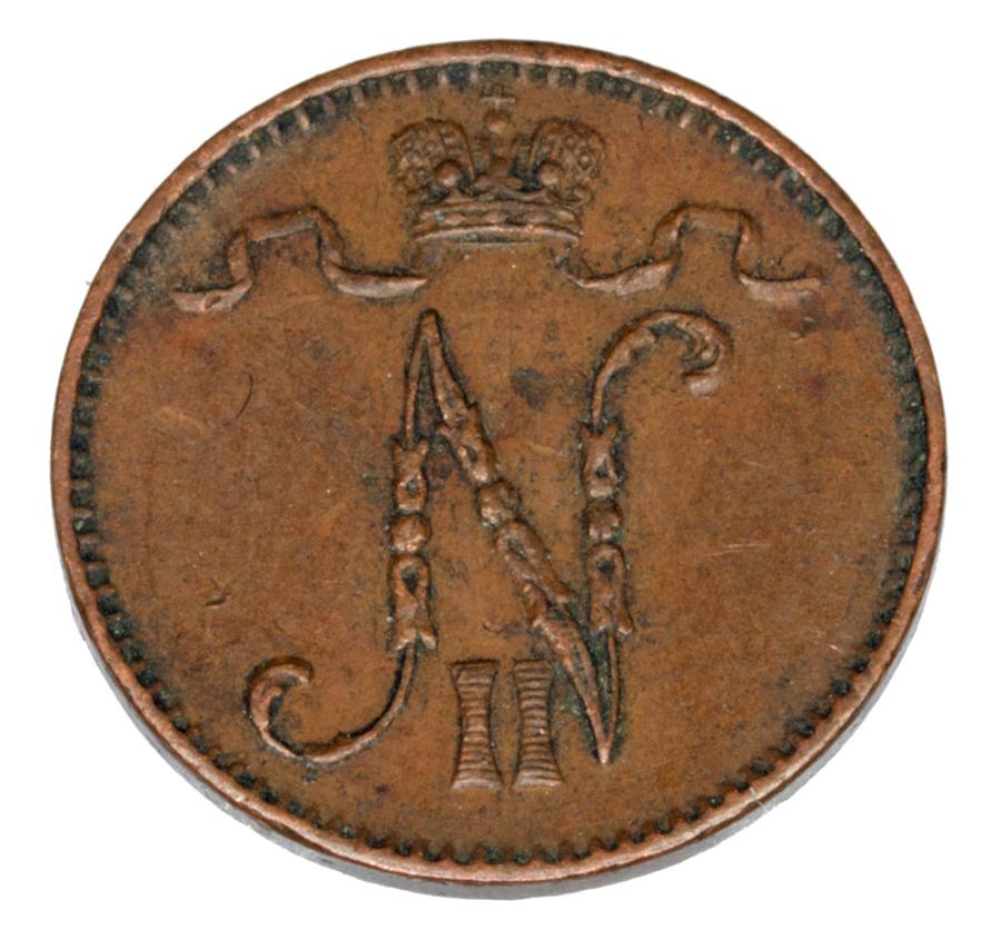 Pièce de 1 penny de 1906 Nicolas II Finlande Occupation russe Helsinki