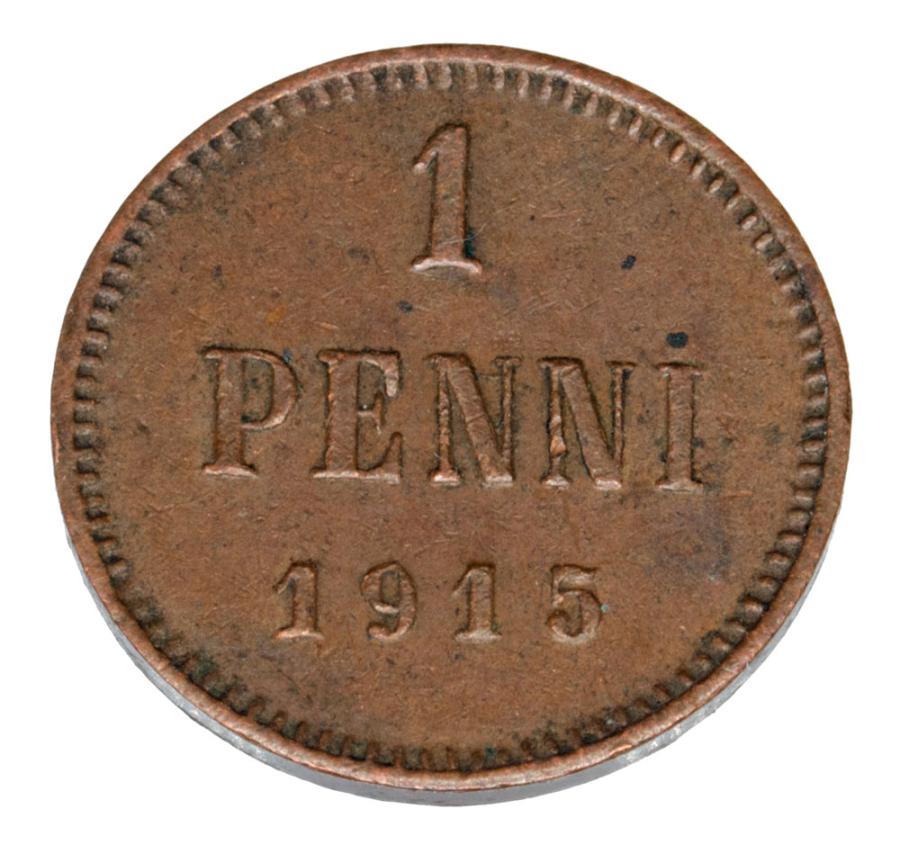 Pièce de 1 penny de 1915 Nicolas II Finlande Occupation russe Helsinki