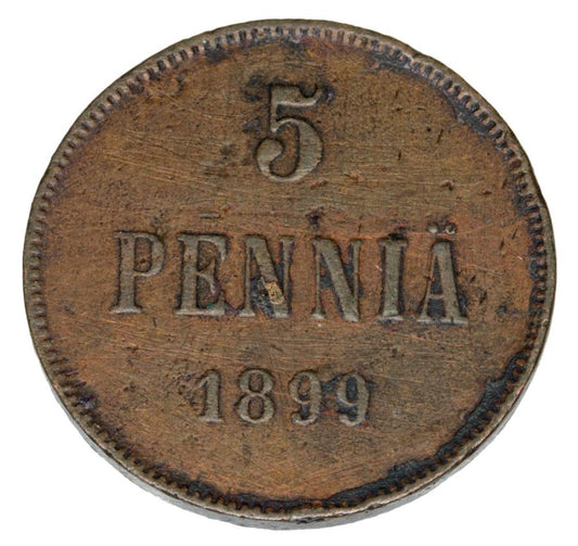 Pièce de 5 pence 1899 Nicolas II Finlande russe Helsinki