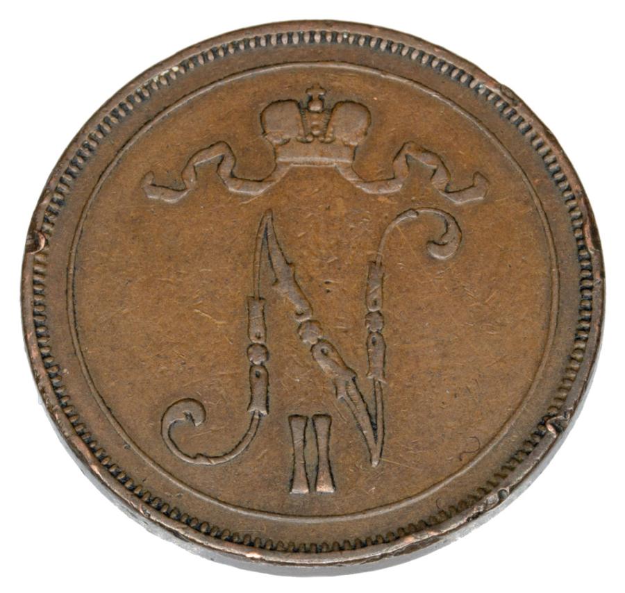 Pièce de 10 pence 1899 Nicolas II Finlande russe Helsinki