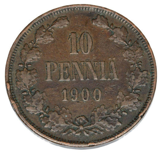 Pièce de 10 pence de 1900 Nicolas II, Finlande russe, Helsinki