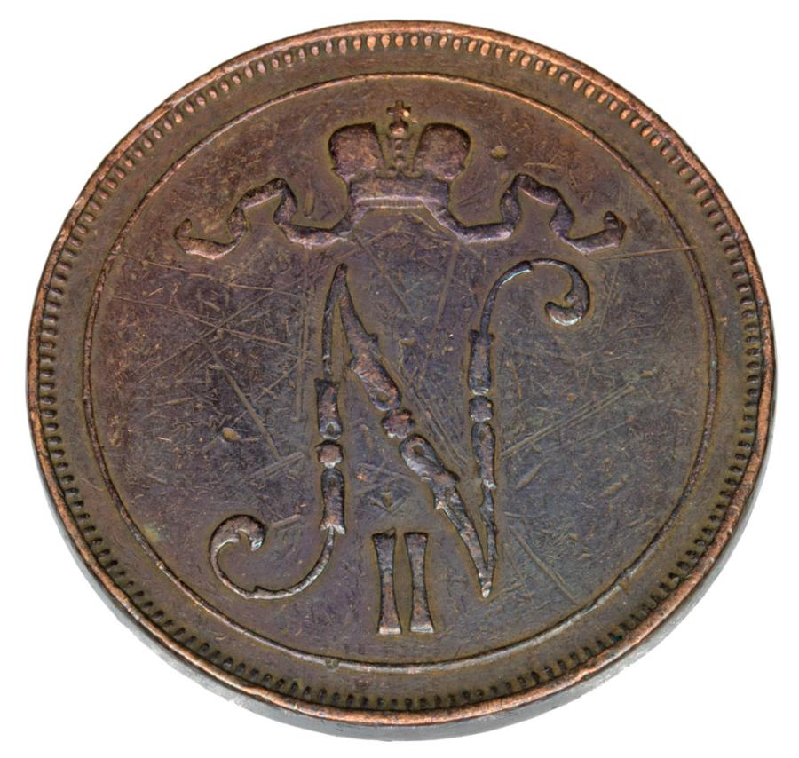Pièce de 10 pence de 1905 Nicolas II, Finlande russe, Helsinki