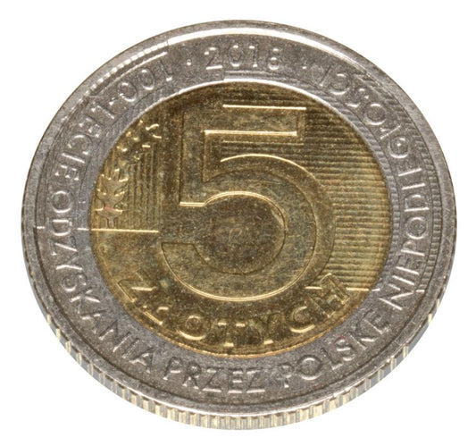 5 zlotys 2018 Pologne Varsovie 100 ans d'indépendance