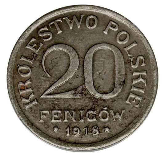 20 pfennig 1918 Royaume de Pologne Stuttgart F