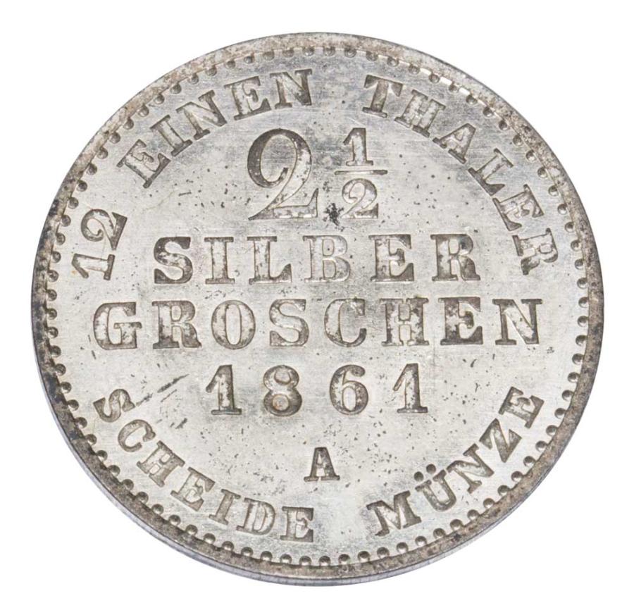2 1/2 groschen argent 1861 Guillaume Ier Allemagne Berlin A