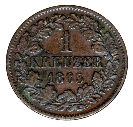 1 kreuzer 1863 Frédéric Ier de Bade Allemagne Baden