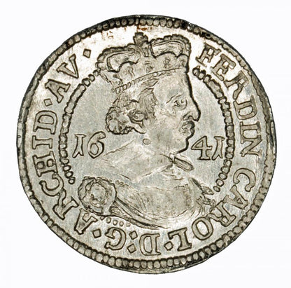 3 krajcary 1641 Ferdinand Charles Autriche Tyrol Hall
