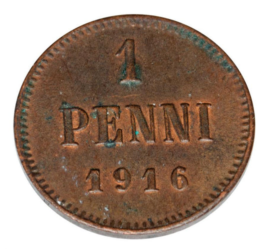 Pièce de 1 penny 1916 Nicolas II Finlande Occupation russe Helsinki