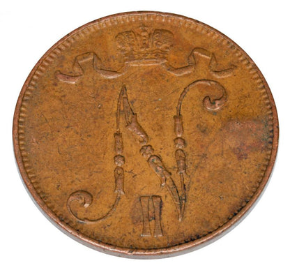 Pièce de 5 pence 1908 Nicolas II Finlande occupation Helsinki