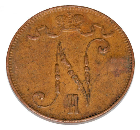 Pièce de 5 pence 1908 Nicolas II Finlande occupation Helsinki