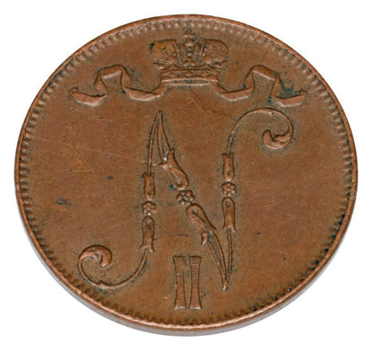 Pièce de 5 pence 1915 Nicolas II Finlande occupation Helsinki