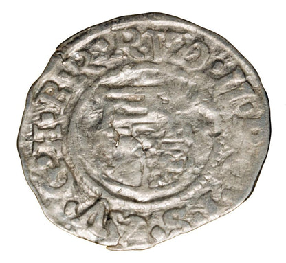 Denier 1587 Rodolphe II Habsbourg Hongrie Kremnica