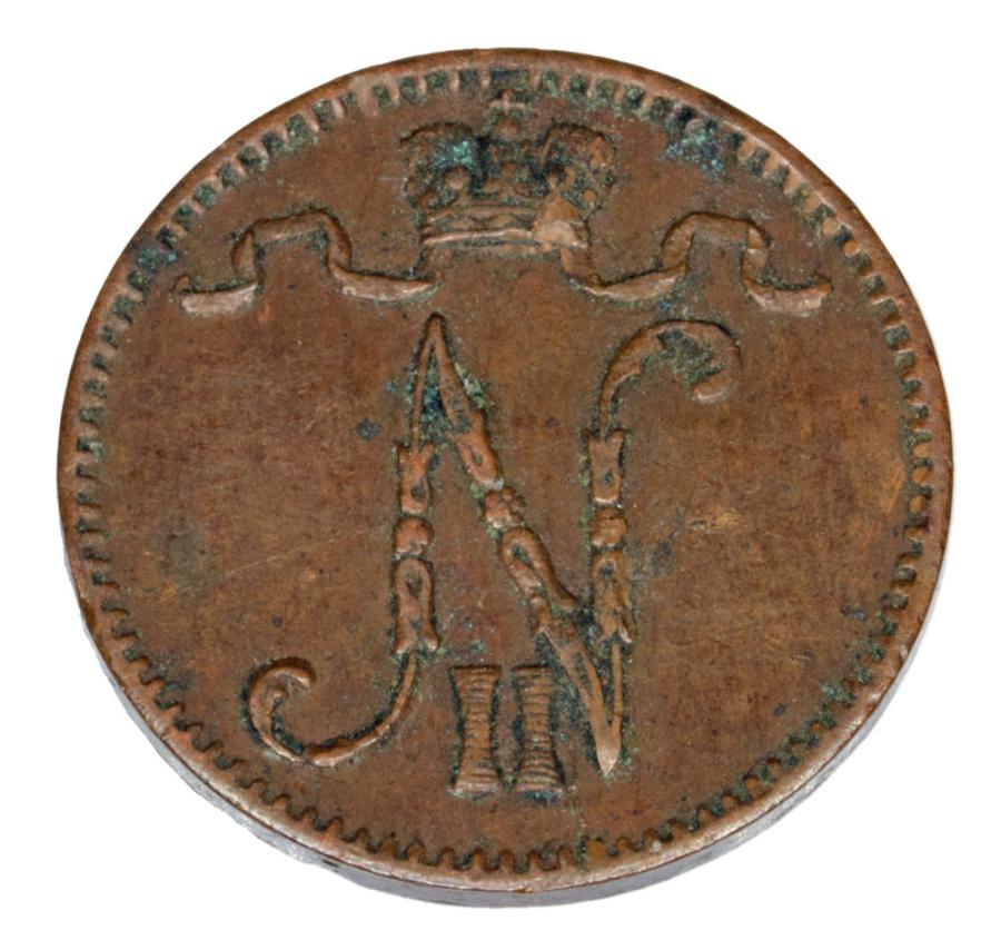 Pièce de 1 penny de 1902, Nicolas II, Finlande, occupation russe, Helsinki