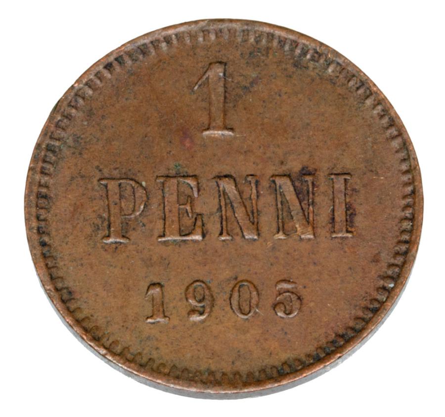 Pièce de 1 penny de 1905 Nicolas II Finlande Occupation russe Helsinki