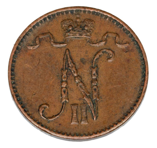 Pièce de 1 penny de 1906 Nicolas II Finlande Occupation russe Helsinki