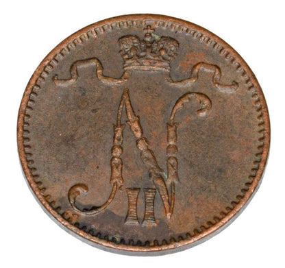 Pièce de 1 penny de 1911, Nicolas II, Finlande, occupation russe, Helsinki