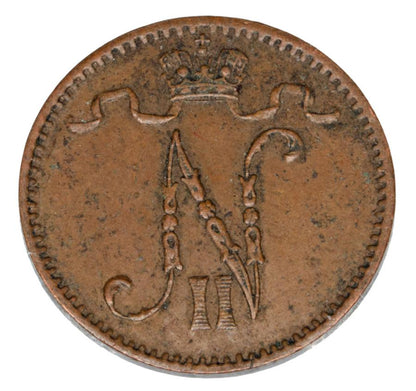 Pièce de 1 penny de 1912 Nicolas II Finlande Occupation russe Helsinki