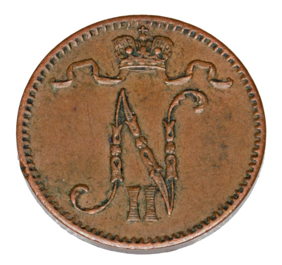 Pièce de 1 penny, 1913, Nicolas II, Finlande, occupation russe, Helsinki
