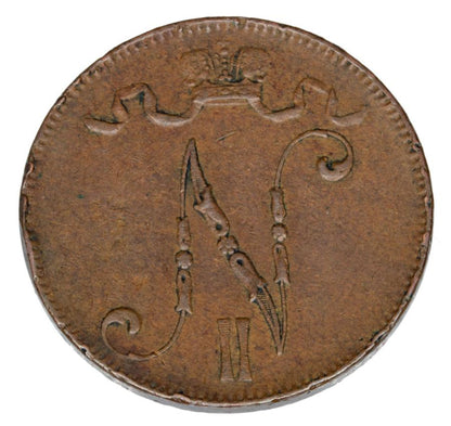 Pièce de 5 pence 1901 Nicolas II Finlande russe Helsinki