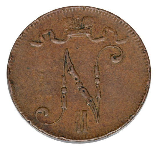 Pièce de 5 pence 1901 Nicolas II Finlande russe Helsinki