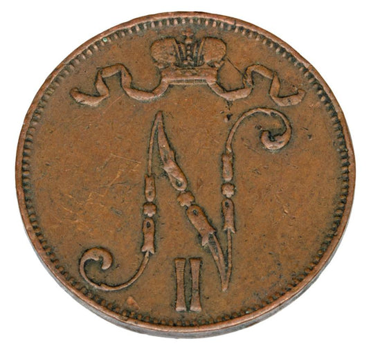 Pièce de 5 pence 1905 Nicolas II Finlande russe Helsinki