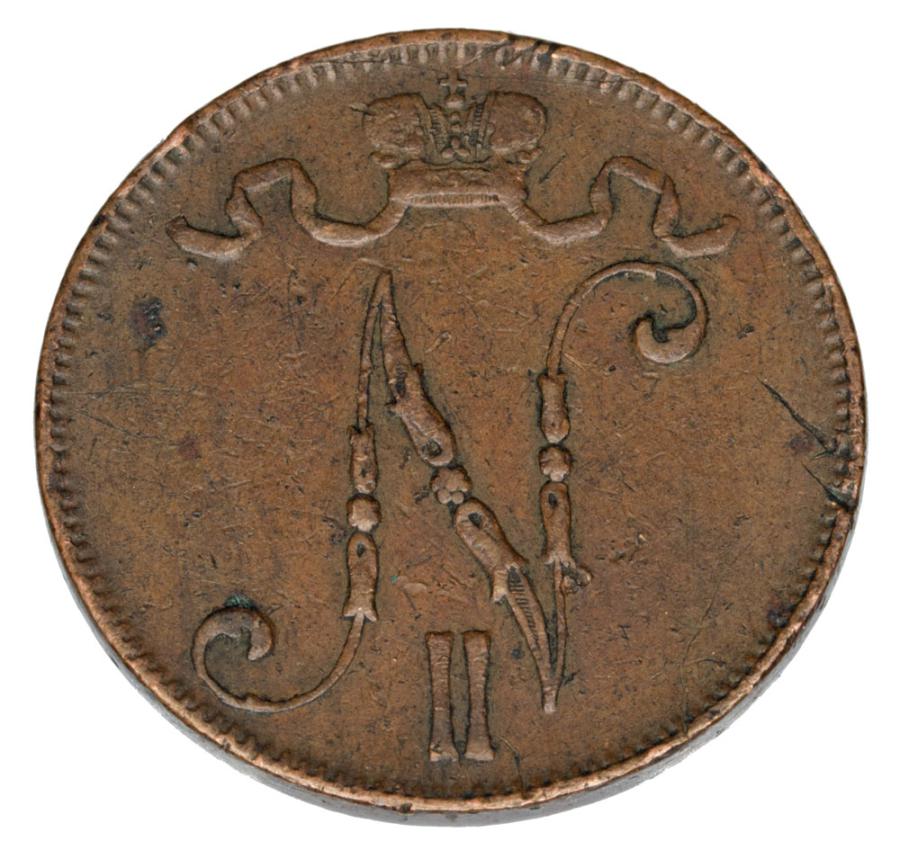 Pièce de 5 pence 1907 Nicolas II Finlande russe Helsinki