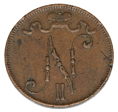 Pièce de 5 pence 1907 Nicolas II Finlande russe Helsinki