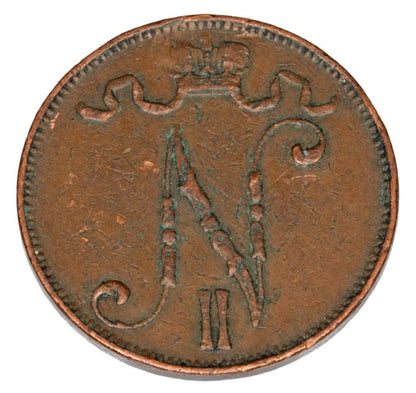 Pièce de 5 pence 1908 Nicolas II Finlande russe Helsinki