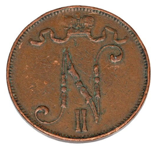 Pièce de 5 pence 1908 Nicolas II Finlande russe Helsinki