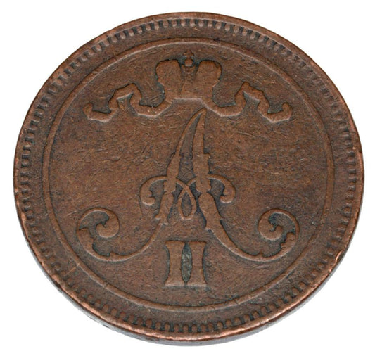 Pièce de 10 pence de 1866, Alexandre II, Finlande russe, Helsinki
