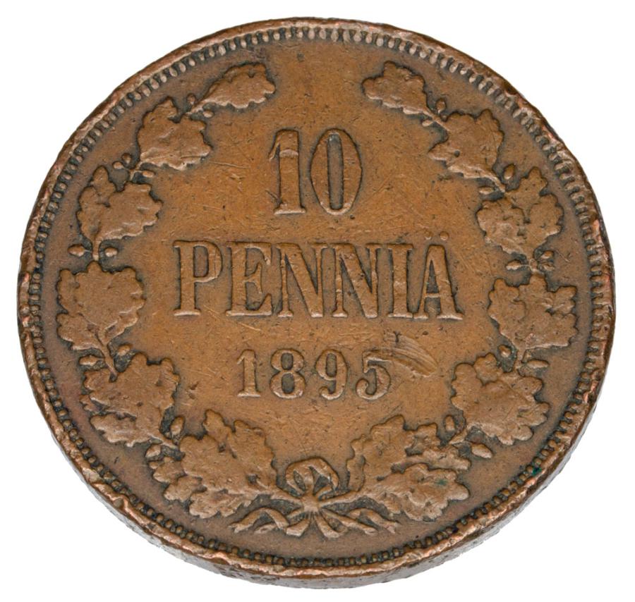 Pièce de 10 pence 1895 Nicolas II Finlande russe Helsinki