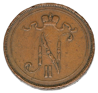 Pièce de 10 pence 1895 Nicolas II Finlande russe Helsinki