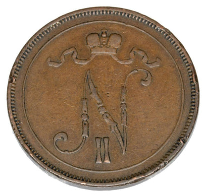 Pièce de 10 pence 1899 Nicolas II Finlande russe Helsinki