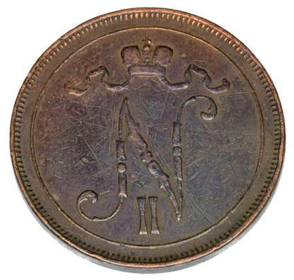 Pièce de 10 pence de 1905 Nicolas II, Finlande russe, Helsinki