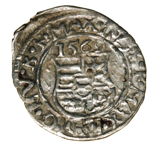 Denier 1569 Maximilien II Habsbourg Hongrie Kremnica