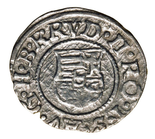 Denier 1585 Rodolphe II Habsbourg Hongrie Kremnica