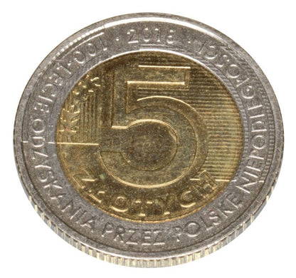 5 zlotys 2018 Pologne Varsovie 100 ans d'indépendance