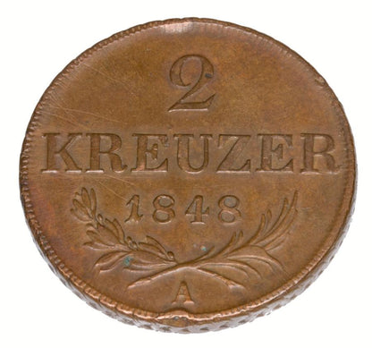 2 kreuzer 1848 François-Joseph Ier d'Autriche Vienne