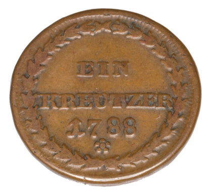 1 kreuzer 1788 Charles II Palatinat des Deux Ponts Zweibrucken