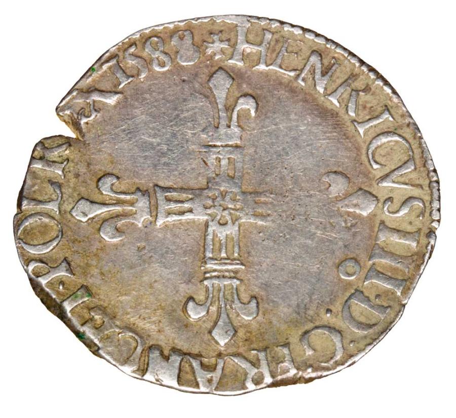 1/4 écu 1588 Henri de Valois France Rennes