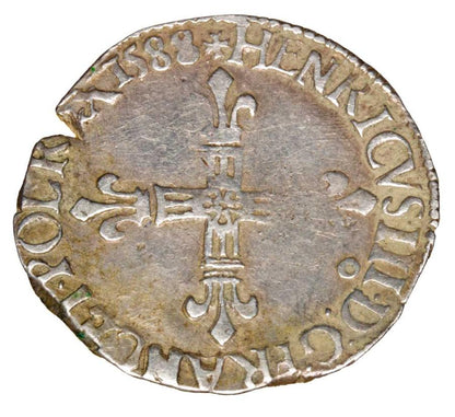 1/4 écu 1588 Henri de Valois France Rennes