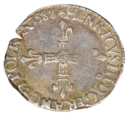 1/4 écu 1588 Henri de Valois France Rennes