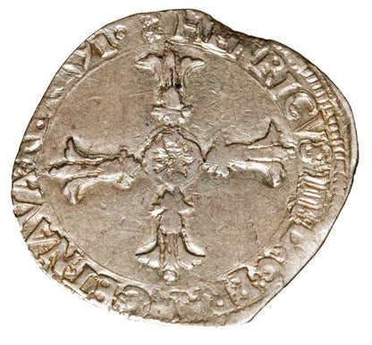 1/4 écu 1591 Henri IV le Grand France Bordeaux