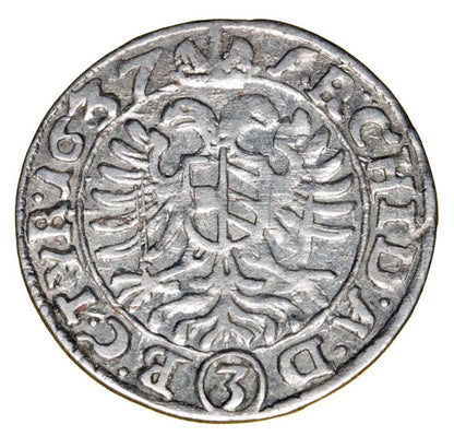 3 krajcary 1637 Ferdinand III Habsbourg Silésie Wrocław