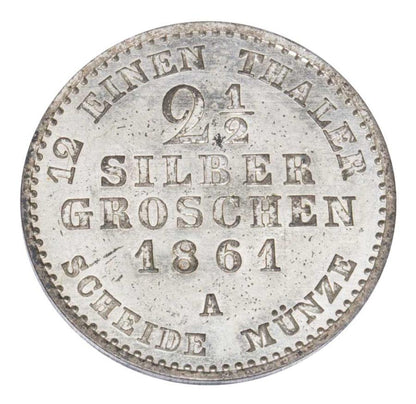 2 1/2 groschen argent 1861 Guillaume Ier Allemagne Berlin A