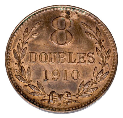 8 doubles 1910 Grande-Bretagne Guernesey Birmingham H
