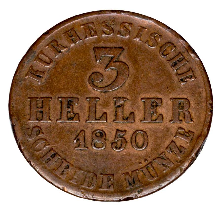 3 Hellers 1850 Frédéric Guillaume Ier Allemagne Hesse Cassel