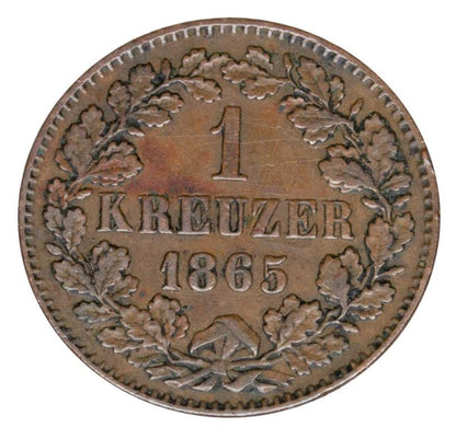 1 kreuzer 1865 Frédéric Ier de Bade Allemagne Baden